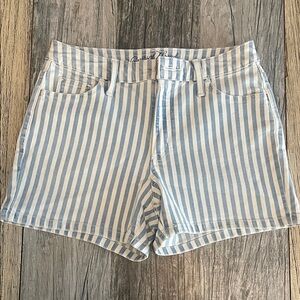 Universal Thread Blue & White Striped High-Rise Jean Shorts